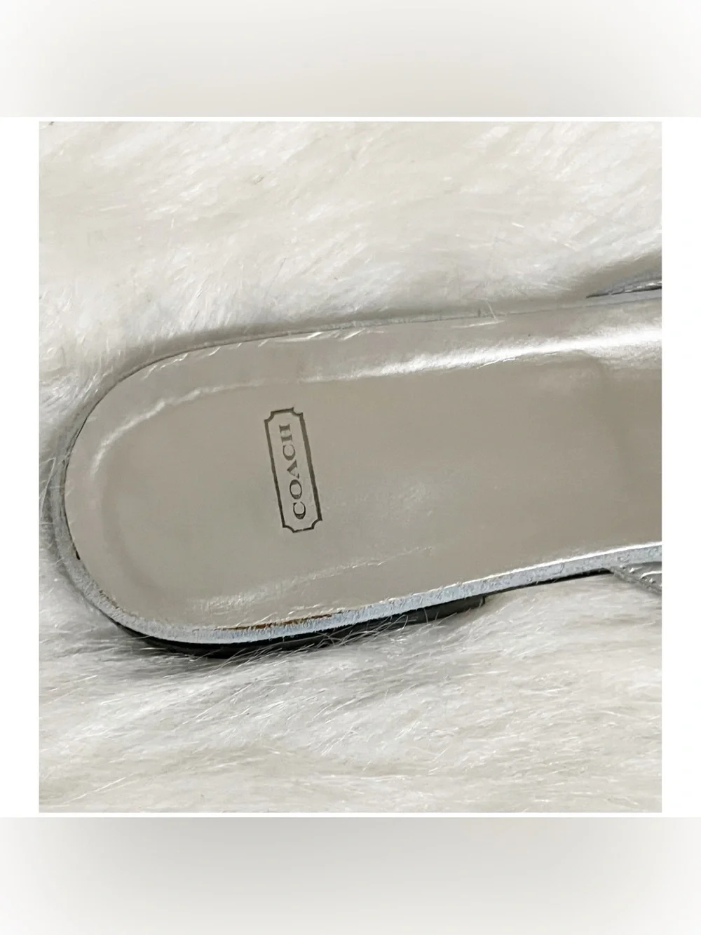 Vintage Coach Light Blue Suede Mule Flats Size 7.5